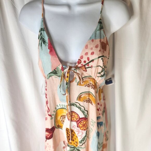 Paper Heart Women's Size Large Linen Blend Fryit Maxi Dress Palm Resortwear New - Picture 5 of 7